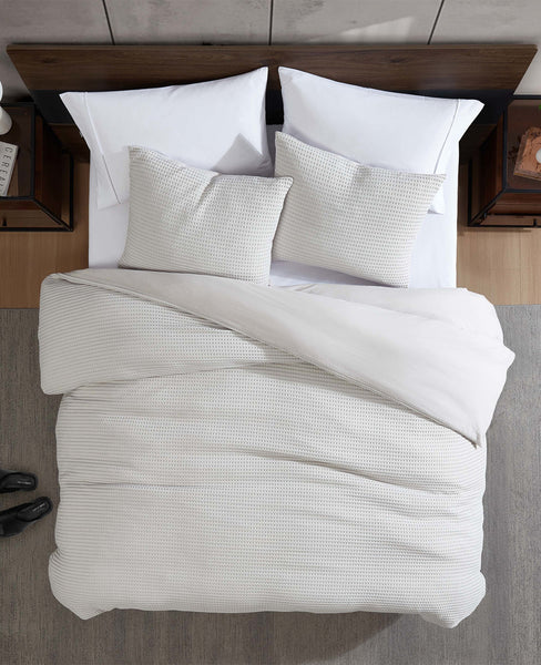 Reversible Solid Grey Waffle Comforter Set | Kenneth Cole