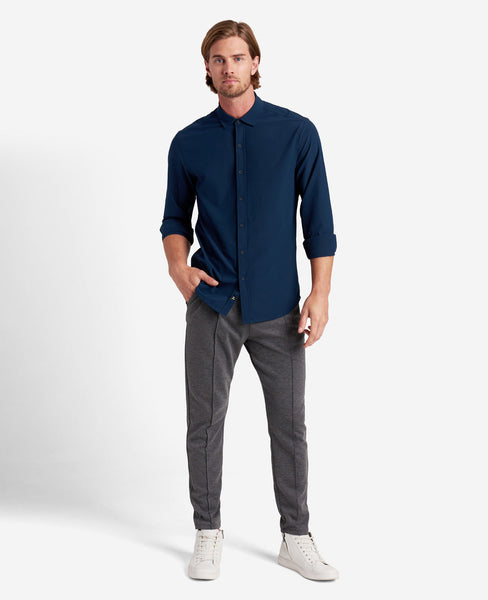 Stretch Solid Button-Down Shirt