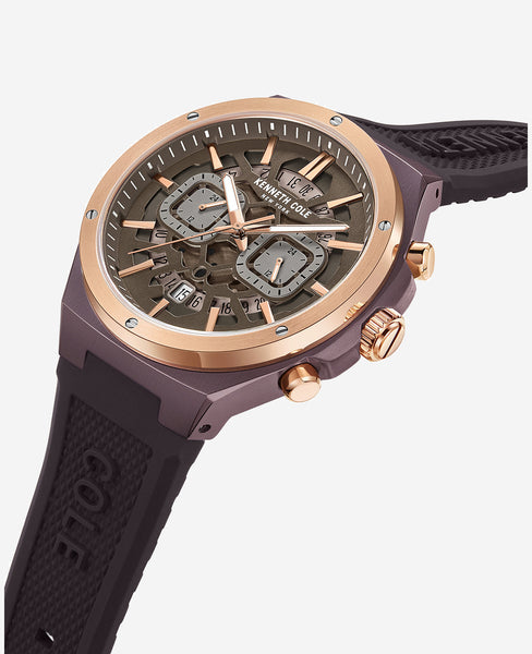 Automatic Skeleton Multi-Function Silicone Strap Watch | Kenneth Cole