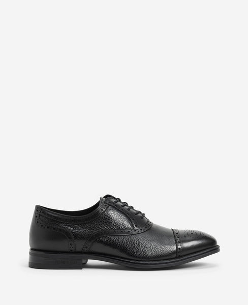 Futurepod Leather Lace-Up Oxford with Medallion Cap Toe
