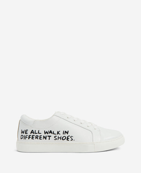 Kenneth Cole | Site Exclusive! Women's We All Walk in Different Shoes Leather Kam Sneaker in White, Size: 9.5