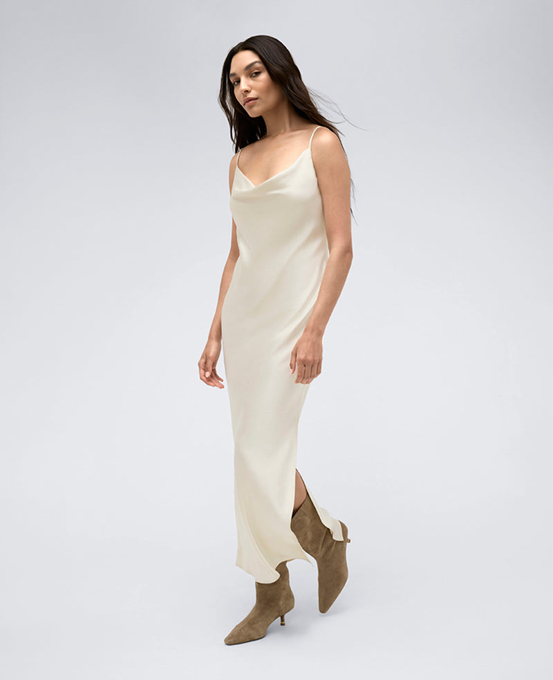 Satin Cowl Neck Maxi Slip Dress | Kenneth Cole