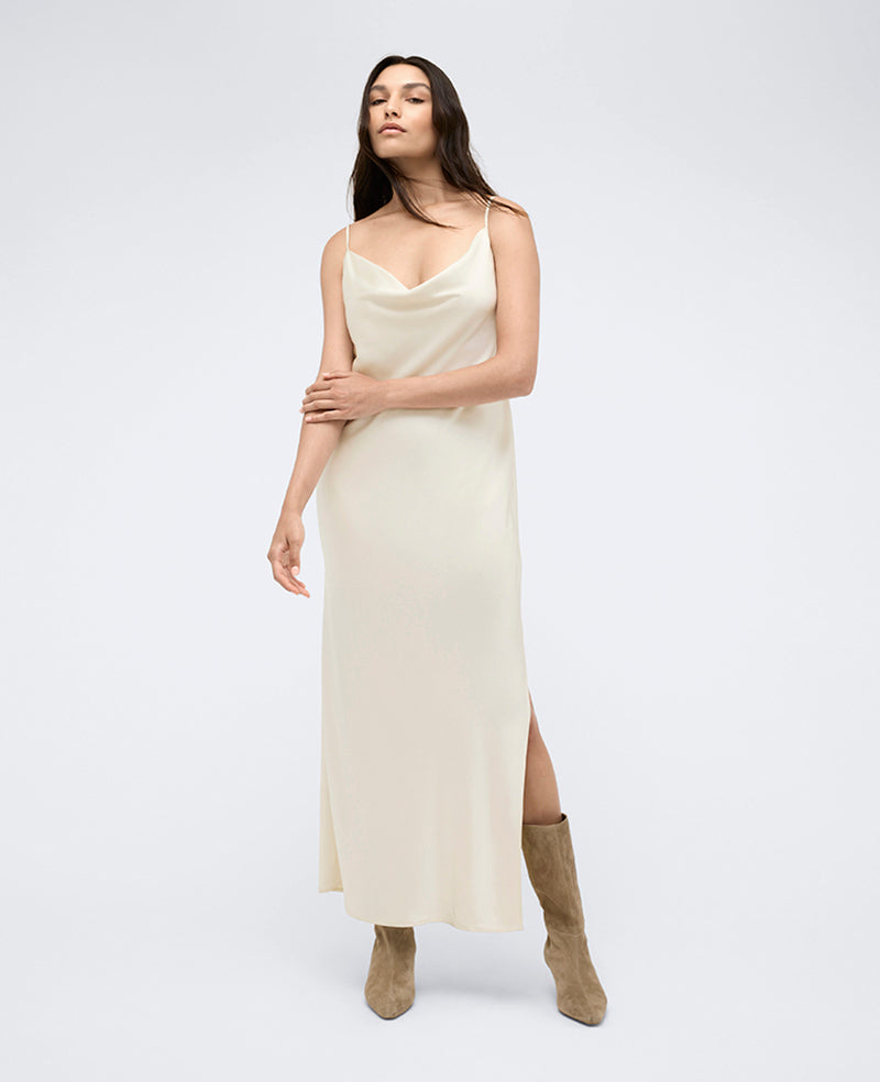 Satin Cowl Neck Maxi Slip Dress | Kenneth Cole