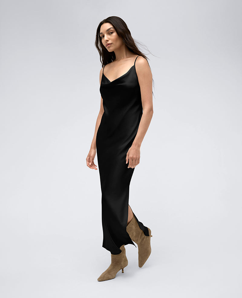 Satin Cowl Neck Maxi Slip Dress | Kenneth Cole