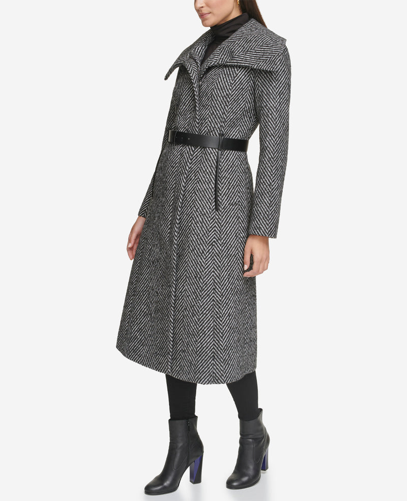 Textured Twill Long Wool Coat | Kenneth Cole