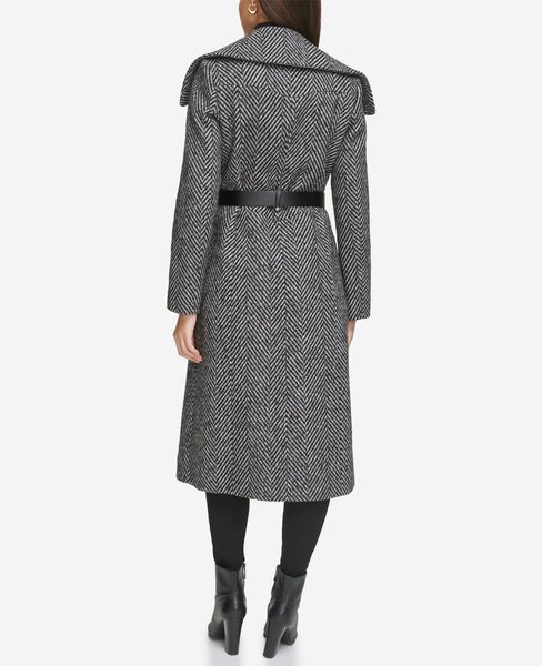 Textured Twill Long Wool Coat | Kenneth Cole