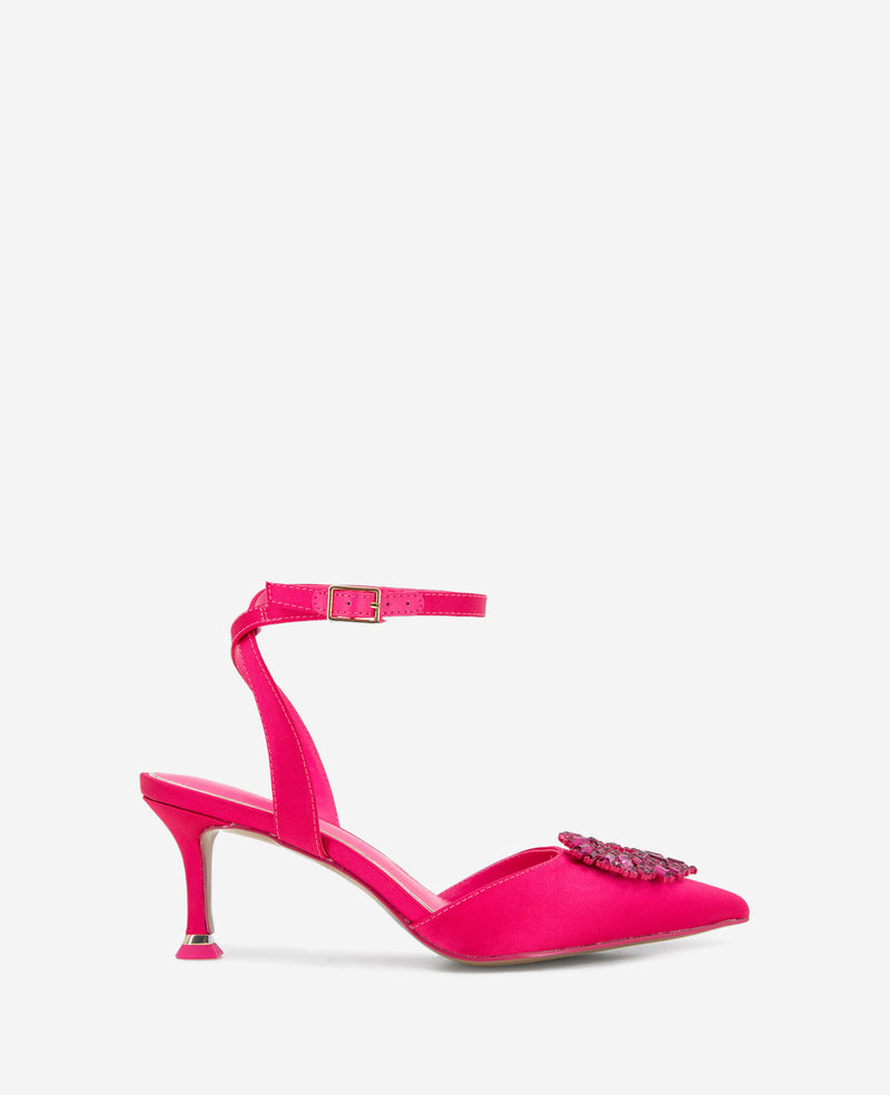 Elsa Hot Pink Suede Barely There Heeled Sandal | Linzi | SilkFred