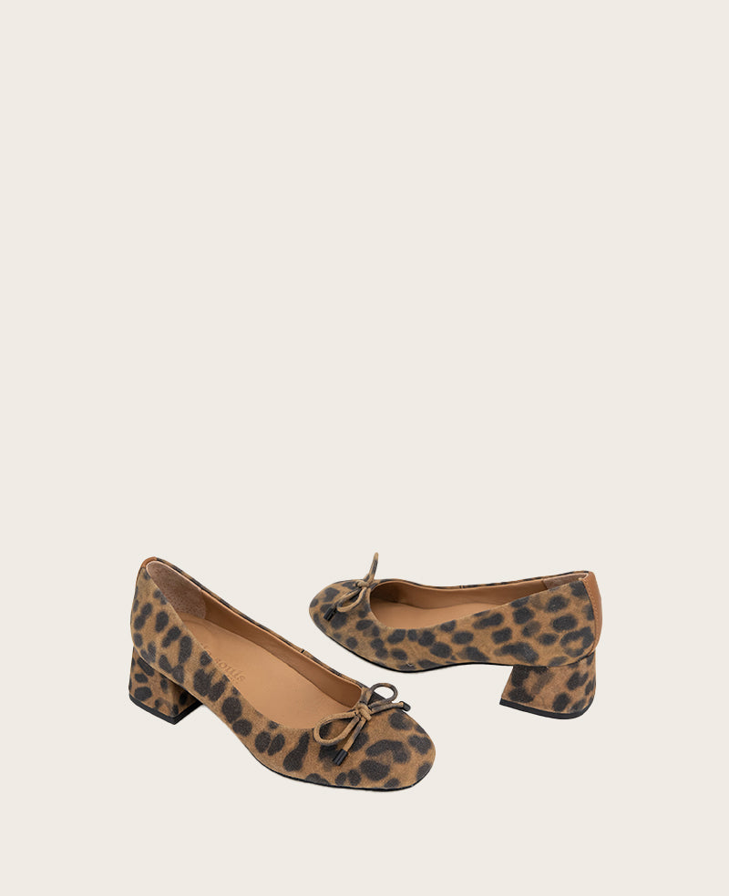 GENTLE SOULS Lancine Suede Leopard Bow Heel