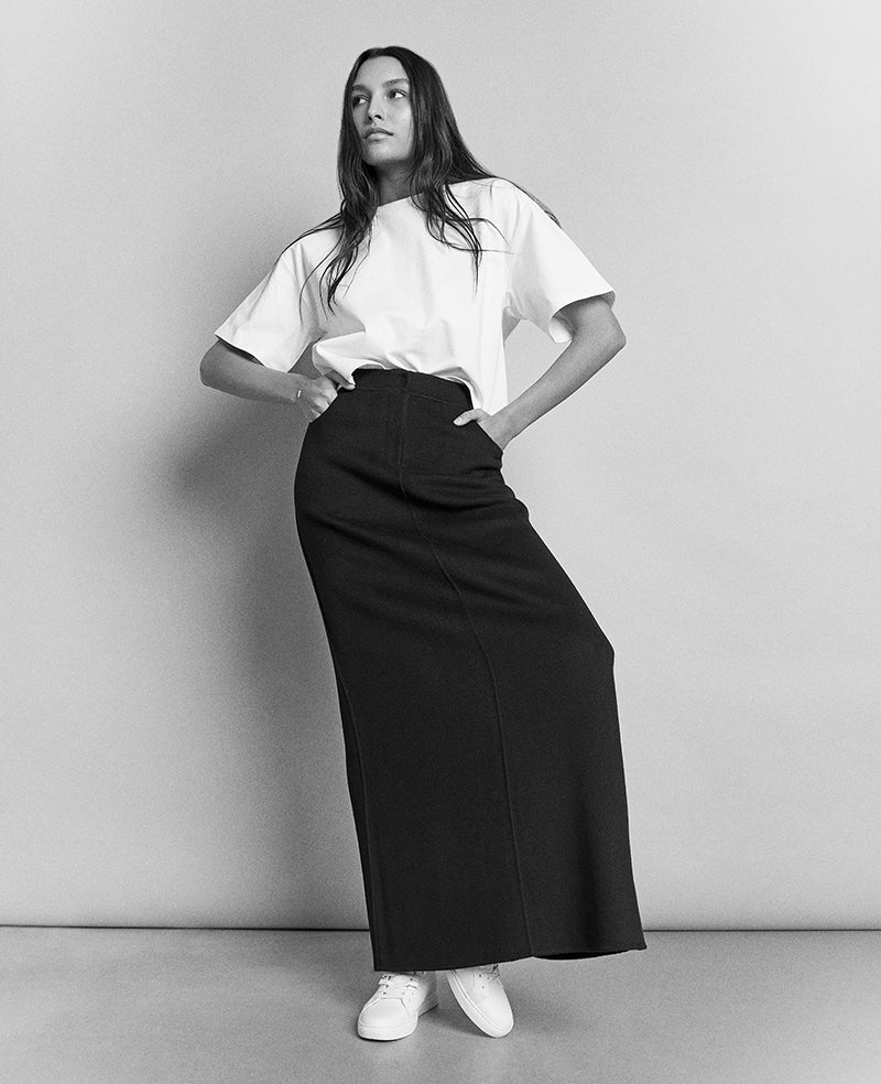 Vegan Suede Fly Front Belted Maxi Skirt