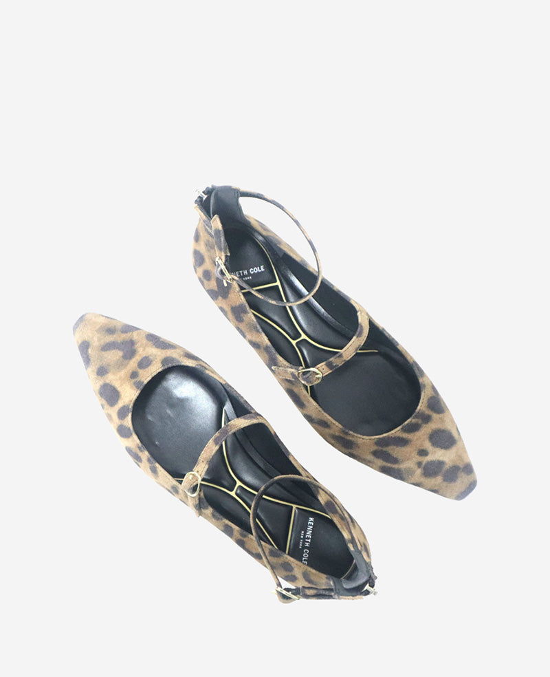 Nolita Leopard Suede Ankle Strap Mary Jane Flat Kenneth Cole