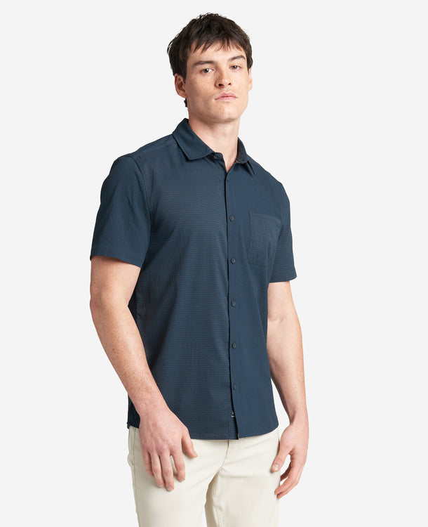 Performance Knit Short Sleeve Shirt Solid Button Down - Slim Fit