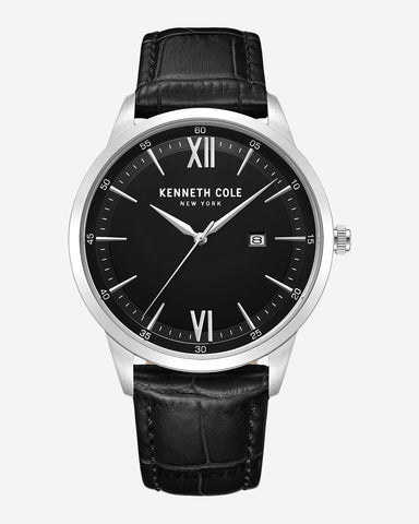 Buy Men's Kenneth Cole Men's Black Analog Leather Strap Watch, KCWGA0014901 Online