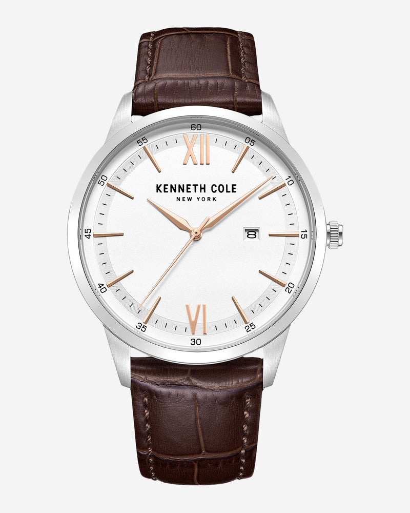 Kenneth Cole Automatic Grey Dial Leather Strap Watch for Men