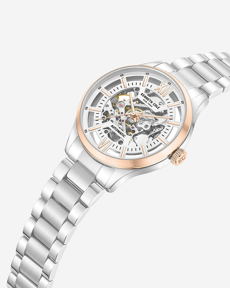 Automatic Skeleton Two-Tone Bracelet Watch | Kenneth Cole